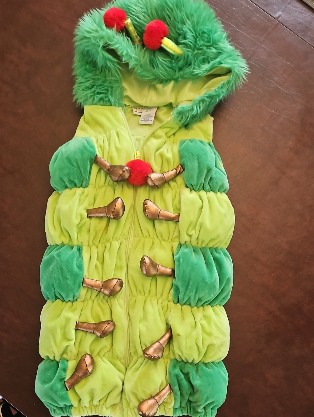 Kids Bright Green Caterpillar Costume with Hood - 5T